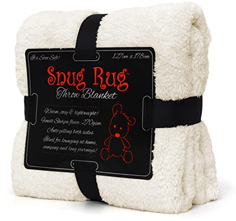 Snug Rug Cream Blanket Sherpa Fleece Luxury For Sofa Blankets Warm Winter Soft Throws 127 x 178cm (50 x 70)