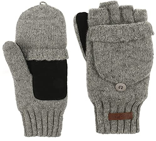 Barts Haakon Boys Fingerlose Handschuhe Kinder - Winterhandschuhe Strickhandschuhe mit Futter Herbst-Winter Winter - 3 HS grau