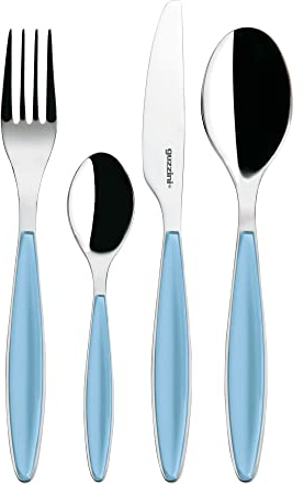 Guzzini - Feeling, Set 24 Posate Colorate - Azzurro Mare, 15,8 x 7,5 x h25,5 cm - 23000081