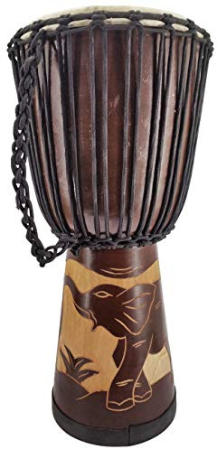 50cm Profi Djembe Alpin Elefant Braun geschnitzt 1 A Klang M2