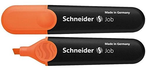 Schneider Textmarker Job, Packung à 10 Stück, mit abgeschrägter Spitze, Farben: Gelb, orange, pink, grün 10 CONFEZIONI DA 10PZ ARANCIO