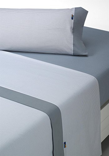 SABANALIA Sábanas Estampadas Mota Cama 180x200 50% Algodón 50% Poliéster | Juego de Sábanas 4 piezas: encimera 280x270, bajera 180x190/200+27, almohada 110x45 (2 uds) cm. Verano. Color Gris.