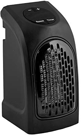 MAUK® Mini Heizlüfter/Handy Heater | Kompakt für Wohnwagen und Wohnmobile | 400 W PTC-Keramik Steckdosenheizung | elektrisch mit digitalem LED Thermostat | Timer | 90° drehbarer Netzstecker