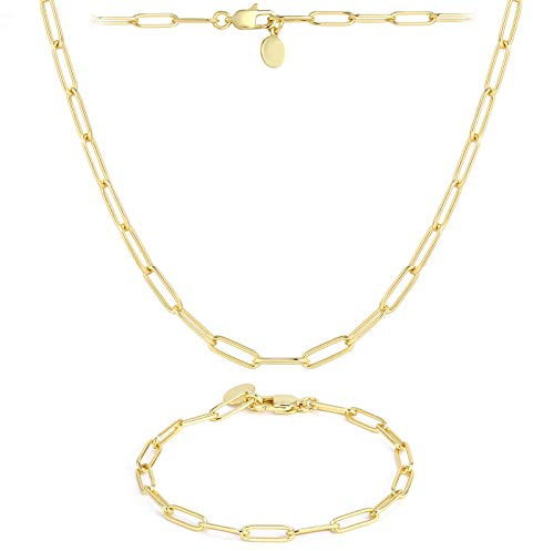ALEXCRAFT Gold Kette Edelstahl Stapelbare Flachkette Halskette für Damen | Verstellbares Kette Gold Halskette Edelstahl wasserdicht Armband Hakenverschluss für DIY Schmuckherstellung für Damen Frauen