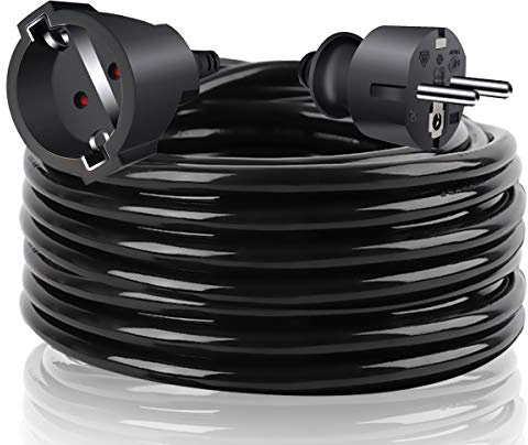 ExtraStar 10m Verlängerungskabel mit Kinderschutz Stecker, 3G1,5 mm2 Kunststoffleitung IP20 für innen,16A/250V,3680W,Schwarz