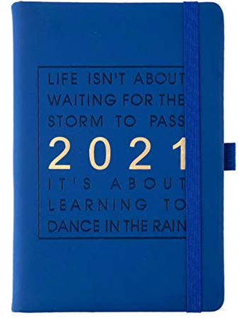 Kalender 2021,Terminkalender A5, 365 gute Tage - Tagesplaner und Notizbuch für mehr Achtsamkeit, Tageskalender & Terminplaner, Jahresplaner Taschenkalender als Lebensplaner (Navy blau)