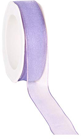 finemark 20 m x 25 mm Dekoband Chiffon Flieder 82 mit Draht Geschenkband Schleifenband transparent Organza Premium Drahtkantenband Hochzeit Geburtstag Chiffonband einfarbig