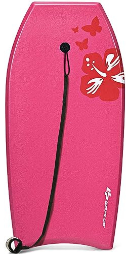DREAMADE Bodyboard mit 90 cm Sicherheitsleine, bis zu 85kg belastbar, Surfbrett aus XPE & HDPE &EPS, Surfboard für Erwasche & Kinder ab 14, 105x51x6cm