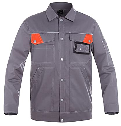 YJKJ Arbeitsjacke Jacket, Herren Arbeitsjacke, Sommer-Dünnschliff Lange Ärmel Atmungsaktiv Tragbar Reflektierender Streifen Kurzarm,B,5XL