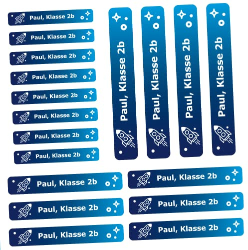 foliado® kids Namensaufkleber Stifteaufkleber Kinder Etikett SET 3 Größen Sticker Namensetikett Schule Kita für Kennzeichnung von Stiften personalisierte Klebeetiketten wasserfest (180 Stück) APD-022S