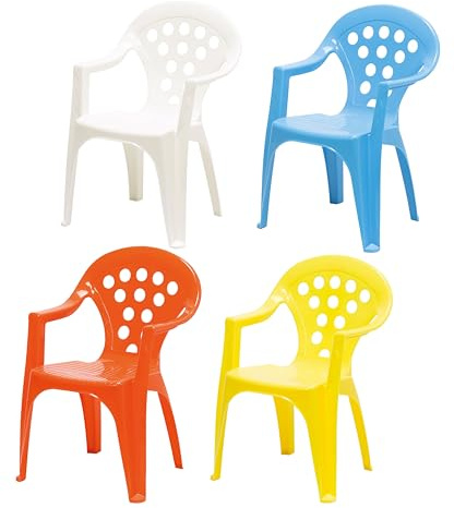 hLine Kinder Gartenstuhl Stapelsessel Sessel Stuhl für Kinder in/Out (4 Stück bunt), 868446