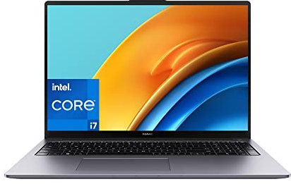 HUAWEI MateBook D16 | 16 Fullview Display | Intel Core i7-12700H | 16GB RAM + 512GB SSD | Windows 11 | QWERTZ | Schlankes Metallgehäuse | Fingerabdrucksensor | Numpad | TÜV Rheinland Low Blue Light