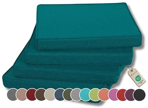 Gutekissen® Stuhlkissen Polsterauflage Auflage für Stühle/Bänke für Haus und Garten Sitzauflage Gartenkissen Sitzkissen viele Farben FK5 (45x45, Türkis, 4)