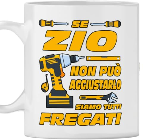 Tazza Mug in Ceramica Zio - Idea Regalo per Compleanno o Natale - Se Zio Non Può Aggiustarlo Nessuno Può Farlo