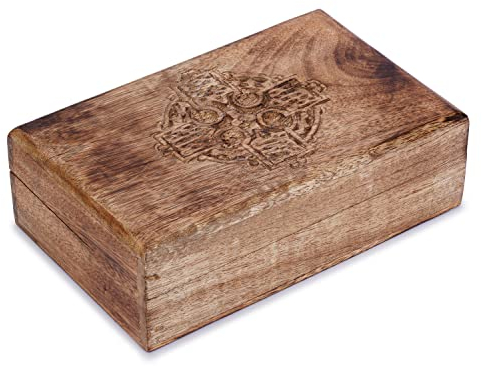 Ajuny Portagioie Decorativo in Legno Fatto a mano con Intaglio a Forma di Croce Contenitore Multiuso per Ricordi Organizer da Viaggio Baule del Tesoro Portaoggetti Regali