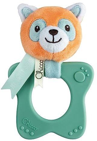 Red Panda Rattle Chicco, Mjukt tyg plysch, Mjuk plast Gummi Massager, Lätt att greppa, Ergonomisk, Lätt, Maskintvättbar, Babyleksak 3-18 månader