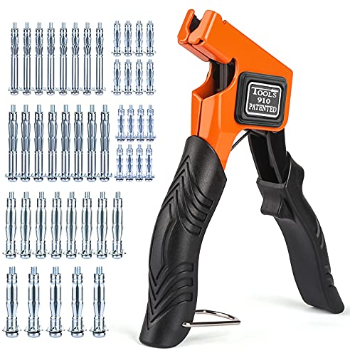 MOWIS Hollow Wall Anchors Setting Tool Kit, 30pcs Molly Bolts, Metal Plasterboard Cavity Wall Fixings Anchors Plugs, Heavy Duty Hollow Wall Anchor Screw Mounting Plier Set