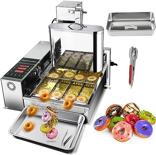 ZIROXI 4 Rows Donut Maker Donut Machine, Donut Fryer With Digital Control Panel, Adjustable Donut Thickness Stainless Steel, 5.5L Hopper, 1750 Unit/h