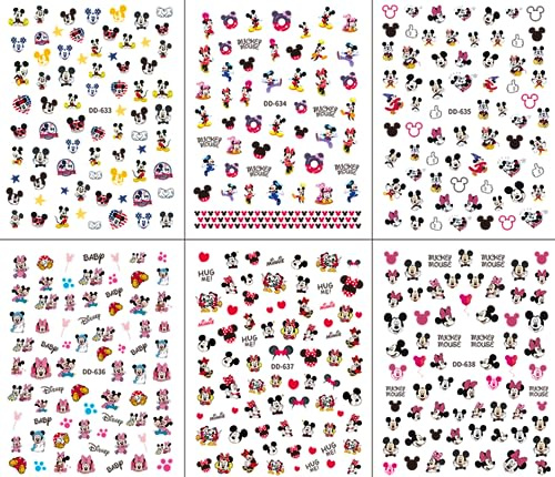 Nagelsticker,Selbstklebend Nagelaufkleber 6 Blatt Micky Minni Nail Art Abziehbilder DIY Nail Art Dekoration für Frauen Mädchen Kinder
