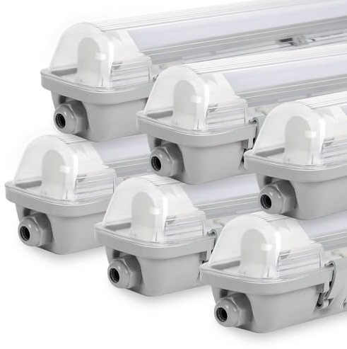 Sonnewelt LED Feuchtraumleuchte 150cm 6er 6500K Kaltweiß 24W 2040lm IP65 Wasserfest T8 Werkstattlampe Röhrenlampe Komplett Wannenleuchte Leuchte für Garage Keller Büro Warenhaus