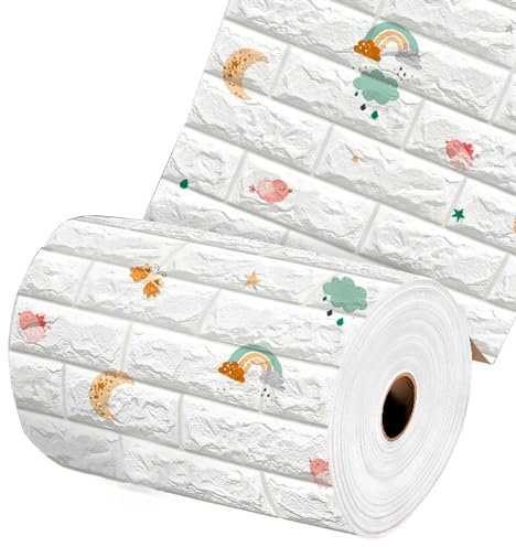 HAILM 3D-Wandpaneele Selbstklebend, wasserdichte Entfernbare Ziegel Effekt Wände, Stärke 3 mm, für Küche/Badezimmer/Wohnzimmer, Breiten 50cm Länge 10m,C