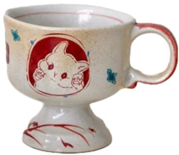Japanischer mittelalterlicher Stil, spritzlackierter Hasen-Keramikbecher, japanischer Kaffee, hohe Beine, große Augen, 250 ml