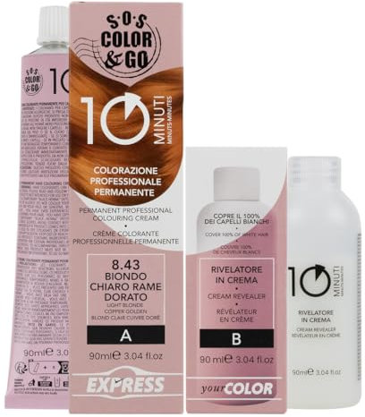 A ALAMA Professional Sos Color&Go set colorazione professionale permanente in 10 minuti - 8.43 Biondo chiaro rame dorato