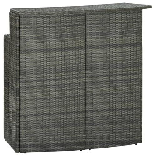 Gecheer Garten-Bartisch Grau 120x55x110 cm Poly Rattan, Outdoor-Tisch, für Zuhause, Garten, Bar