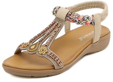 Meik Mangni Damen Sandalen Sommer Bohemian C Beige Gr.40
