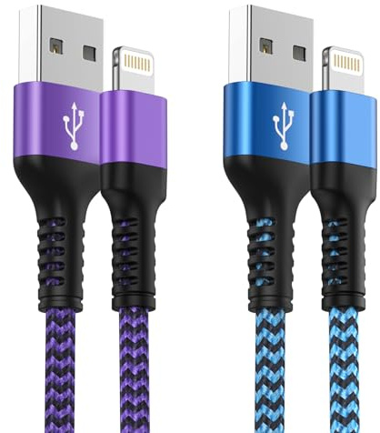IPhone Charger 2pack (0.9M+1.8M) Lightning Cable,MFi Certified Nylon Braided Apple Charger Long USB to Lightning cable Compatible with IPhone 14/13/12/11/Pro/Xs Max/X/8/7/Plus/6S/6/SE/5S iPad