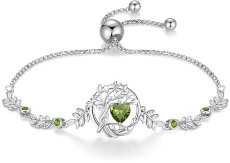 FANCIME Braccialetto da donna con albero della vita, in argento Sterling 925, con pietra portafortuna, ideale come regalo per donne e ragazze