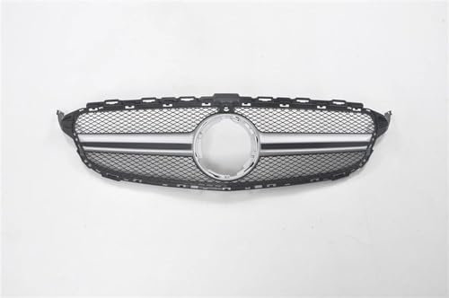 WIRMEC Grill Für Mercedes Für Benz W205 C Klasse 2015-2018 Auto Front Grill Oberen Stoßstange Haube Grille Mesh Grid W/Kamera Loch Frontgrill(Color:Silber)