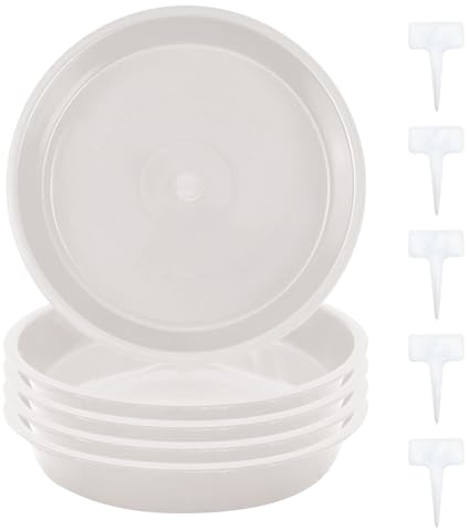 FANWINKJ 5pcs Plant Saucers, Plant Pot Saucers, Plastic Plant Saucer, Garden Saucers Trays, Round Plant Trays for Indoor/Outdoor Prevent Water Leakage(Light Gray,17cm)