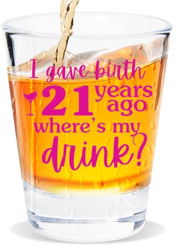 Xendelow 21st Birthday Gifts for Her Him, Happy 21st Birthday Gift Women Men, Funny Birthday Gifts for 21 Year Old Male Female, 2003 Happy 21st Birthday Shot Glass, Celebrate Turning Twenty-One