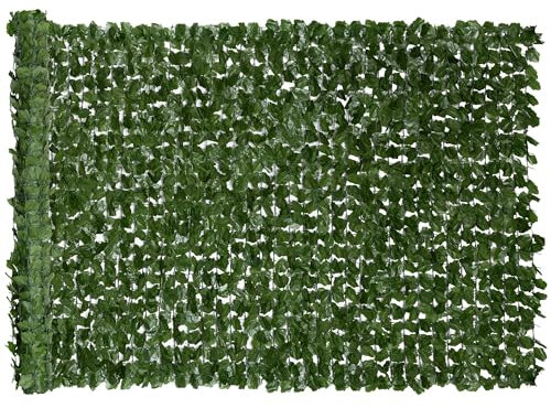 Outsunny Haie Artificiel lierre Brise-Vue décoration Rouleau 3L x 1,5H m Feuillage réaliste Anti-UV Vert foncé