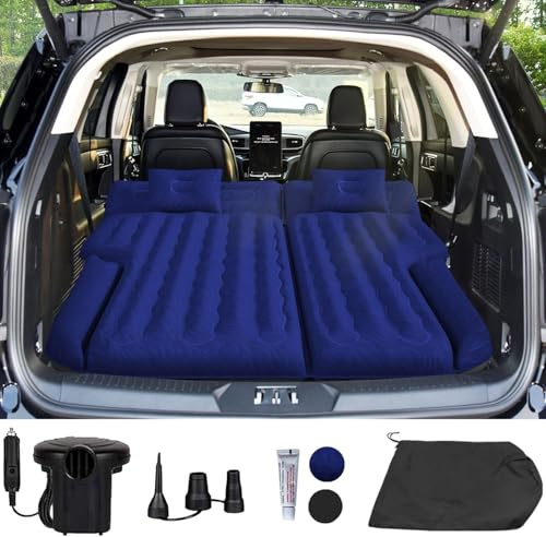 Vino Cove Auto Matratze Luftmatratze für SUV 185x140x16 cm, Beflockung Oberfläche Auto Luftbett mit 2 Kissen, Aufblasbaren Autobett für Kofferraum für Reisen Camping Zuhause