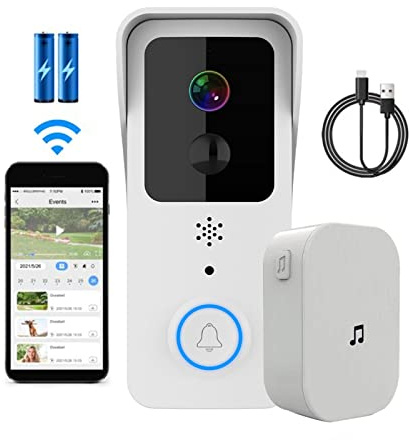 Sonnette sans Fil avec Camera, Tuya sonnette vidéo 5G/2.4GHz double extérieur sans fil sonnette de porte 1080P étanche IP54 maison intelligente interphone porte téléphone caméra ,Maison Intelligente
