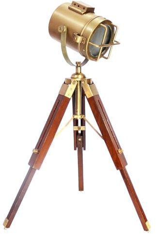 Vintage Designer Aluminum and Wood Tripod Table Lamp - Brown | Home Office Décor, Study, and Gift | Stylish Lighting Fixture Pack of 1