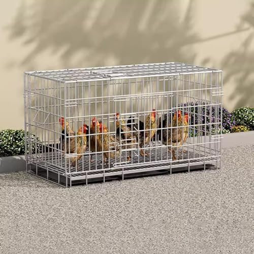 Hühnerstall mit Auslauf für 4 Hühner Isoliert Eindringen Verhindern, Freilaufgehege Hühner mit Tür aus Metall für Entenkaninchen Einfach Zusammenzubauen(Silver,68 * 50 * 56cm)