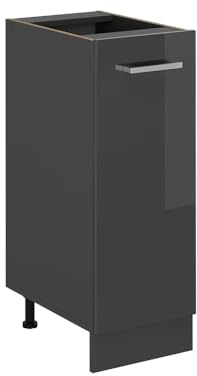 Vicco Apothekerschrank R-Line, Anthrazit Hochglanz, 30 cm | 1 Auszug · Ohne Arbeitsplatte · Höhenverstellbare Füße · 2 Einlegeböden · ✓ Frei kombinierbar
