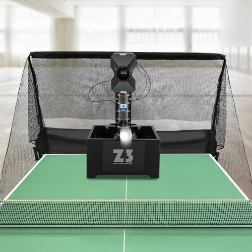 Tischtennisroboter Ping Pong Ballmaschin, Automatische Tischtennis Ballmaschine Trainingsroboter, Ping Pong Roboter Tischtennis Trainer, Tischtennis Roboter mit Netz, Spielfrequenz 35-90 Bälle/Min, Ge