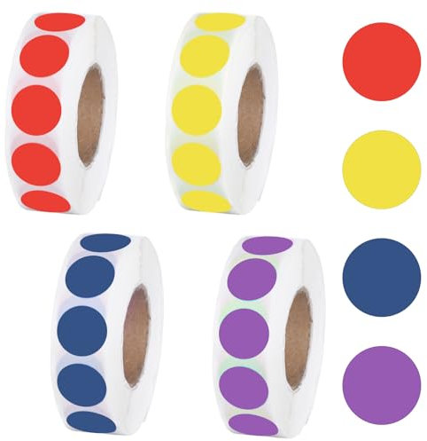 Oruola 4000 Stück Runde Klebepunkte,Markierungspunkte,Farbige Klebepunkte,Punkte Aufkleber,4 Farben Sticker Rund für Büro,Schule,Zuhause,Klassenzimmer,Markierung,Geschäft(19mm/Bunt)