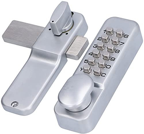 Garden Gate Lock with Code – Weatherproof Digital Keypad & Mechanical Deadbolt Combination – Security Smart Door Locks for Front Door/Entry/Wooden Gates, Stainless Steel Zinc Alloy(Silver)