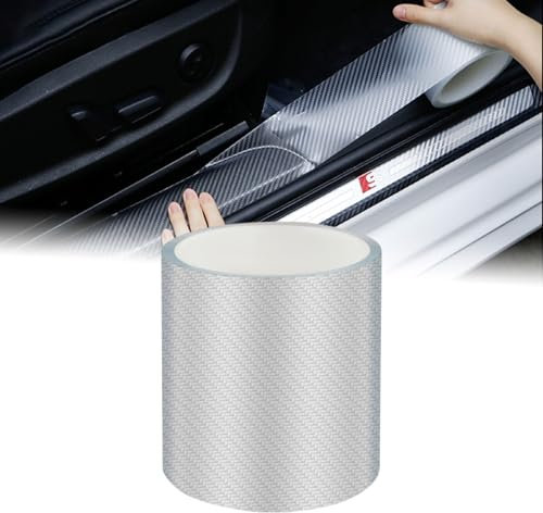 ACESOME Lámina de carbono para coche, 10 m de listones de umbral, protección de nano-pegamento, protector de pintura de coche, para bordes de puertas, estribos, autoadhesiva, resistente a los arañazos