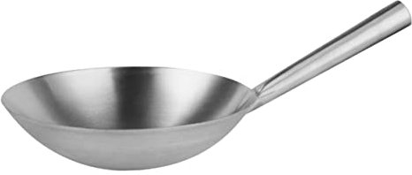 GLEAVI Padella Wok in Acciaio Inossidabile Manico Adatta Per Fornelli Gas Elettrici e Induzione Accessorio Da Cucina Durevole e Resistente Alla Corrosione