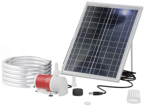 ZiStarlilife Bomba de agua de la fuente del panel solar DIY 25W con motor sin escobillas 12V 1100L/H Caudal 5M Altura de elevación Fuente del estanque del jardín con 2M Tubo 10M Cable