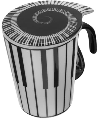 ULTECHNOVO Copa De Música Adorable Taza De Cerámica Forma De Tecla De Piano Taza De Agua Hogar Diseño De Dibujos Animados Para Desayuno Decoración De Cocina