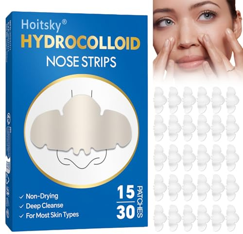 Mitesserentferner Strips – Nose Strips Mitesser, 30 Stück Porenreiniger Gesicht, Hydrokolloid Mitesserentferner Stripes zum Porenreinigen, Öl Absorbieren & Akne Entfernen, Für Alle Hauttypen