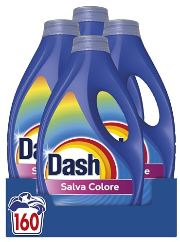 Dash Detersivo Liquido Lavatrice, 160 Lavaggi (4x40), Salva Colore, Brillantezza Per I Capi, Rimuove Le Macchi e Igienizza, Efficace Anche A Freddo E In Cicli Brevi