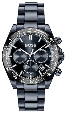 BOSS Chronograph kvarts klocka för män HERO 2.0 kollektion med blått rostfritt stål armband - 1514270